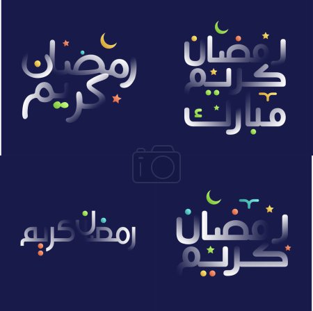 Téléchargez les illustrations : Pack Calligraphie Kareem Ramadan Brillant Blanc Vibrant avec Détails Colorés - en licence libre de droit