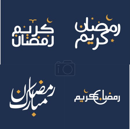 Ilustración de Ilustración vectorial de caligrafía blanca y elementos de diseño naranja para saludos musulmanes. - Imagen libre de derechos