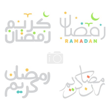 Ilustración de Vector Ilustración de Ramadán Kareem Deseos y saludos en árabe Tipografía. - Imagen libre de derechos