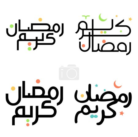 Ilustración de Diseño vectorial de los deseos de Ramadán Kareem en caligrafía árabe negra. - Imagen libre de derechos