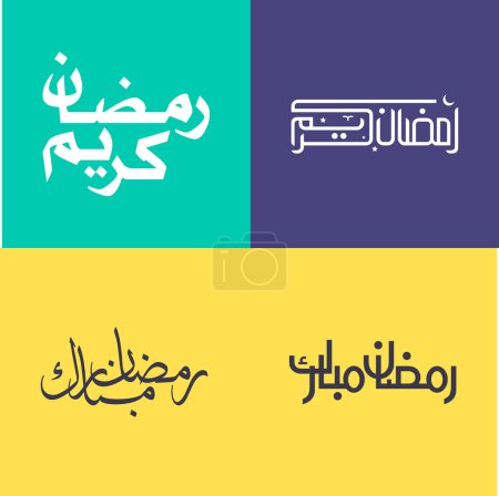 Téléchargez les illustrations : Célébrez Ramadan Kareem avec un pack de calligraphie arabe moderne et simple. - en licence libre de droit