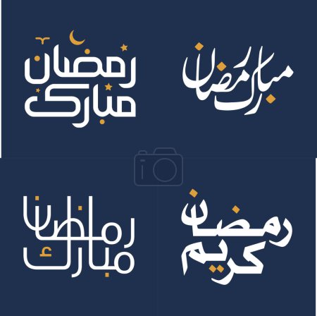 Téléchargez les illustrations : Illustration vectorielle de calligraphie arabe pour White Ramadan Kareem avec des éléments de design orange. - en licence libre de droit