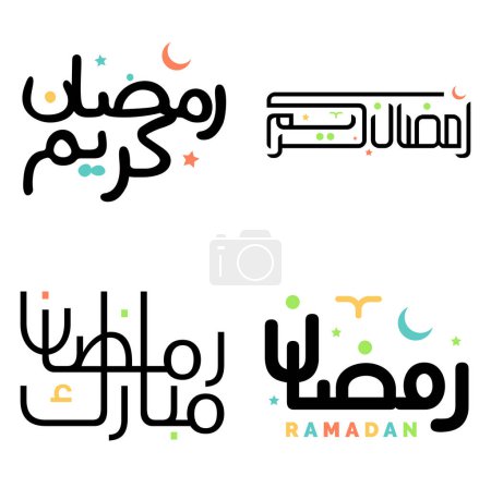 Téléchargez les illustrations : Calligraphie arabe Illustration vectorielle du Ramadan Kareem en noir. - en licence libre de droit