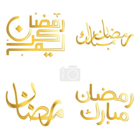 Ilustración de Vector Ilustración de Ramadán Kareem Deseos y saludos con Caligrafía Dorada. - Imagen libre de derechos