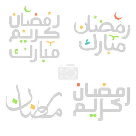 Téléchargez les illustrations : Mois islamique du jeûne : Illustration vectorielle du Ramadan Kareem avec dessin calligraphique. - en licence libre de droit