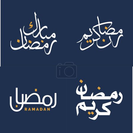 Ilustración de Elegante caligrafía blanca y elementos de diseño naranja para Ramadán Kareem Vector Illustration. - Imagen libre de derechos
