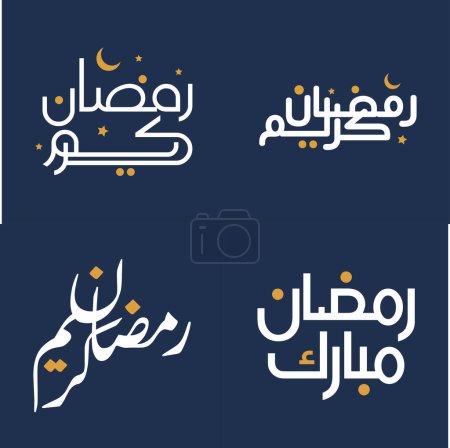 Ilustración de Celebra el Mes del Ramadán con Caligrafía Blanca y Elementos de Diseño Naranja Vector Illustration. - Imagen libre de derechos