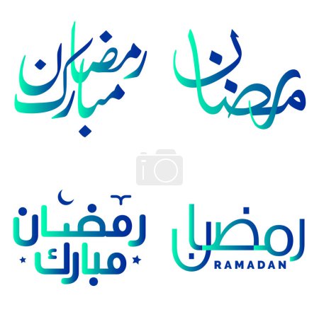 Illustration for Celebrate Ramadan Kareem with Elegant Green and Blue Gradient Calligraphy Vector Design. - Royalty Free Image