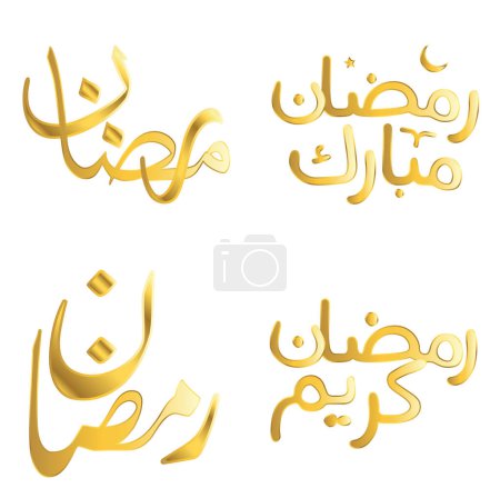 Téléchargez les illustrations : Illustration vectorielle des vœux et salutations du Ramadan Kareem avec calligraphie dorée. - en licence libre de droit