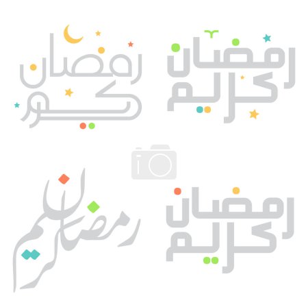 Téléchargez les illustrations : Illustration vectorielle élégante du Ramadan Kareem en calligraphie arabe pour les célébrations musulmanes. - en licence libre de droit