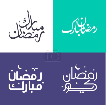 Téléchargez les illustrations : Pack vectoriel de calligraphie arabe simple pour célébrer le Ramadan Kareem. - en licence libre de droit