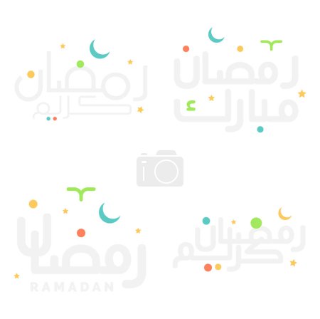 Ilustración de Tarjeta de felicitación Vector Ramadan Kareem con diseño de caligrafía árabe. - Imagen libre de derechos