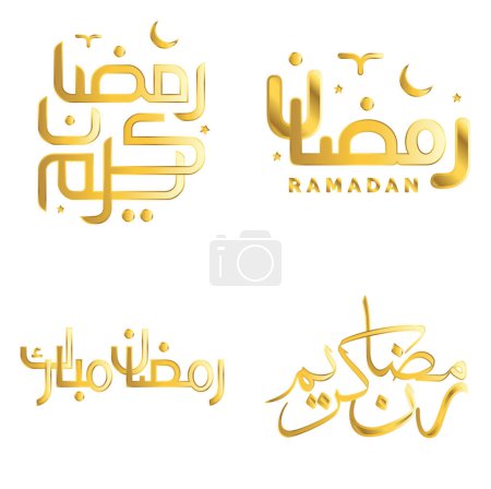 Illustration for Arabic Typography Vector Illustration for Golden Ramadan Kareem Greetings & Wishes. - Royalty Free Image