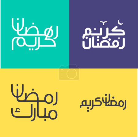 Ilustración de Paquete de caligrafía minimalista de Ramadán Kareem en escritura árabe para festividades musulmanas. - Imagen libre de derechos