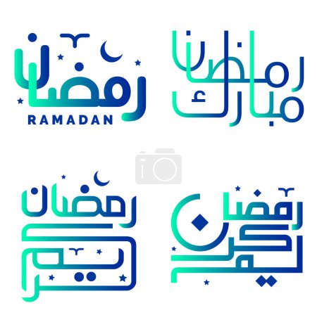 Téléchargez les illustrations : Gradient Calligraphie arabe verte et bleue Conception vectorielle pour célébrer le Ramadan Kareem. - en licence libre de droit