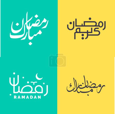 Ilustración de Ilustración vectorial del paquete de caligrafía árabe simple para celebraciones musulmanas. - Imagen libre de derechos