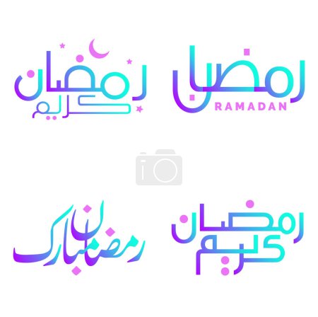 Ilustración de Mes del ayuno islámico: Gradiente Ramadán Kareem Vector Ilustración con tipografía árabe. - Imagen libre de derechos
