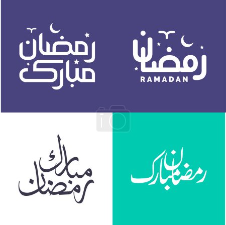 Ilustración de Paquete de caligrafía árabe simple para saludos y festividades musulmanas en estilo minimalista. - Imagen libre de derechos