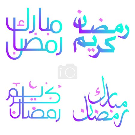 Téléchargez les illustrations : Illustration vectorielle du Ramadan Kareem avec calligraphie arabe dégradée. - en licence libre de droit