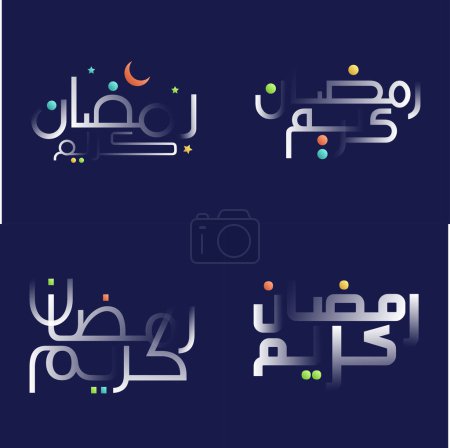 Téléchargez les illustrations : Pack Calligraphie Ramadan Kareem brillant avec une touche de couleur - en licence libre de droit