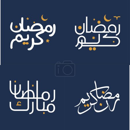 Téléchargez les illustrations : Typographie arabe Illustration vectorielle pour la calligraphie blanche et les éléments de design orange Ramadan Kareem souhaite. - en licence libre de droit