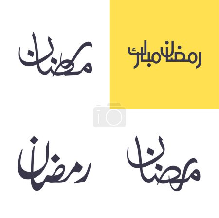 Téléchargez les illustrations : Pack de calligraphie arabe moderne et simple pour les célébrations musulmanes et les festivités dans l'illustration vectorielle. - en licence libre de droit