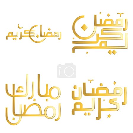 Téléchargez les illustrations : Typographie arabe Illustration vectorielle pour le Ramadan d'or Kareem Salutations et souhaits. - en licence libre de droit