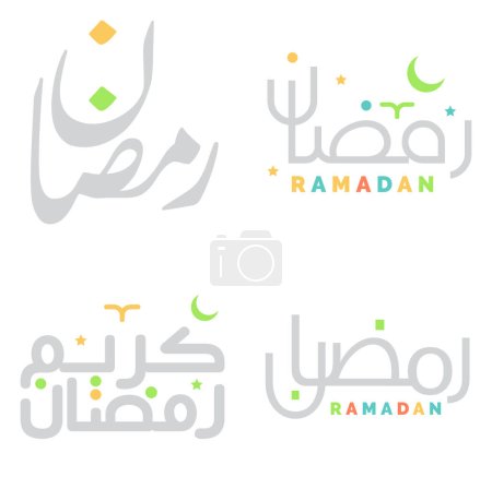 Téléchargez les illustrations : Illustration vectorielle du Ramadan Kareem avec typographie arabe élégante. - en licence libre de droit