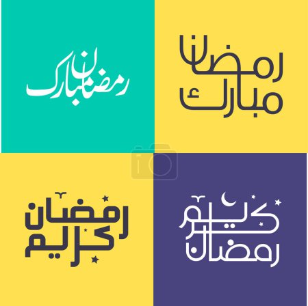 Téléchargez les illustrations : Pack vectoriel de calligraphie arabe simple pour célébrer le Ramadan Kareem. - en licence libre de droit
