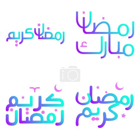 Téléchargez les illustrations : Gradient Ramadan Kareem Illustration vectorielle avec calligraphie arabe traditionnelle. - en licence libre de droit