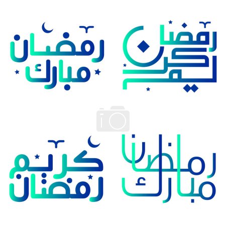Ilustración de Caligrafía árabe Vector Ilustración para celebrar el degradado verde y azul Ramadán Kareem. - Imagen libre de derechos
