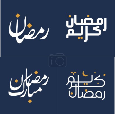 Ilustración de Ilustración vectorial de caligrafía blanca y elementos de diseño naranja para festividades musulmanas. - Imagen libre de derechos