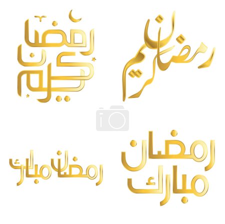 Ilustración de Ramadán de Oro Kareem Caligrafía Árabe Diseño Vector para el Mes Santo de Ramadán. - Imagen libre de derechos