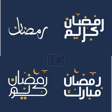 Téléchargez les illustrations : Illustration vectorielle d'une élégante calligraphie blanche avec des éléments de design orange pour Ramadan Kareem Wishes. - en licence libre de droit