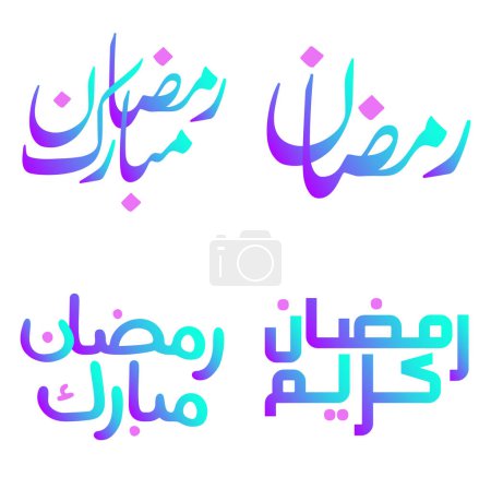 Téléchargez les illustrations : Illustration vectorielle du Ramadan Kareem souhaits et salutations avec calligraphie dégradée. - en licence libre de droit