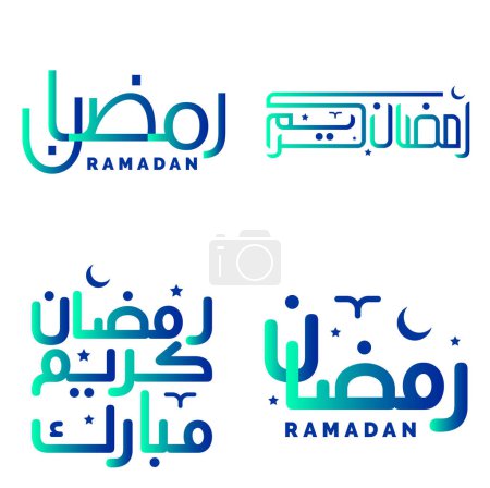 Illustration for Elegant Gradient Green and Blue Ramadan Kareem Vector Illustration for Islamic Celebrations. - Royalty Free Image