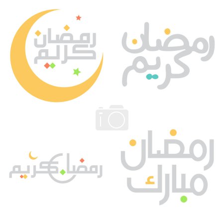 Téléchargez les illustrations : Conception vectorielle Ramadan Kareem avec calligraphie arabe pour bénédictions musulmanes. - en licence libre de droit
