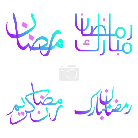Ilustración de Vector Ilustración de Gradiente Ramadán Kareem Deseos con Caligrafía Árabe. - Imagen libre de derechos