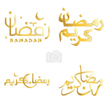 Illustration for Celebrate the Holy Month of Ramadan with Elegant Golden Calligraphy Vector Design. - Royalty Free Image