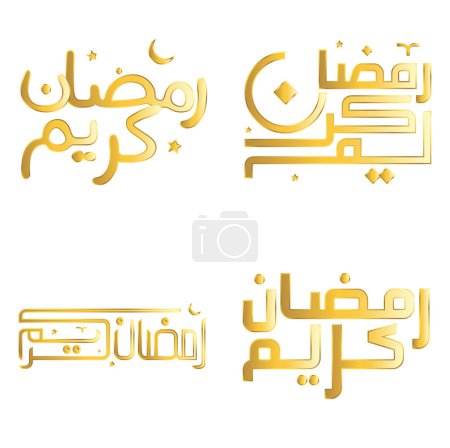 Téléchargez les illustrations : Célébrez le Mois sacré du jeûne avec une illustration vectorielle élégante du Ramadan doré Kareem. - en licence libre de droit
