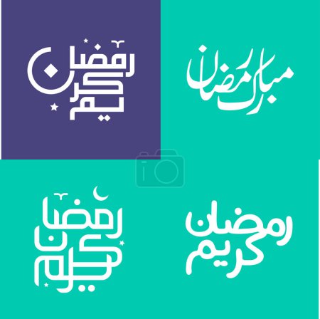 Téléchargez les illustrations : Pack vectoriel de calligraphie arabe simple pour les célébrations et les festivités musulmanes dans un style minimaliste. - en licence libre de droit