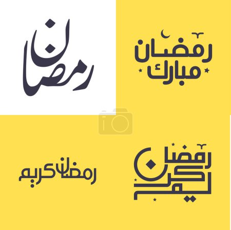 Illustration for Vector Set of Simple Arabic Calligraphy for Muslim Greetings and Festivities in Modern Style. - Royalty Free Image