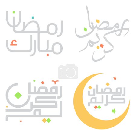 Téléchargez les illustrations : Typographie arabe Ramadan Kareem Wishes with Elegant Calligraphy. - en licence libre de droit