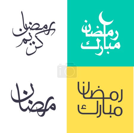 Ilustración de Paquete de caligrafía árabe para celebrar el Ramadán Kareem en un estilo minimalista. - Imagen libre de derechos
