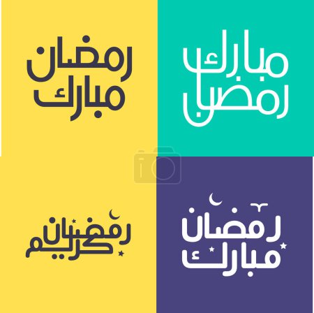 Illustration for Minimalistic and Modern Arabic Calligraphy Pack for Celebrating Ramadan Kareem. - Royalty Free Image