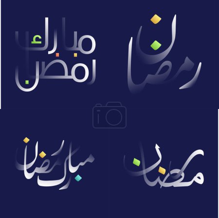 Illustration for Glossy White Ramadan Kareem Calligraphy with Fun and Colorful Design Elements - Royalty Free Image