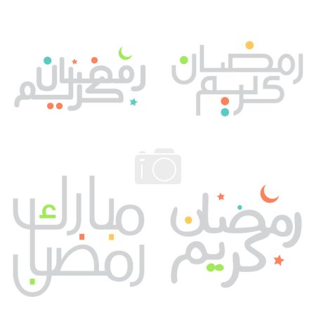 Ilustración de Conjunto de caligrafía árabe Ramadán Mubarak y Kareem para el uso del Mes Santo. - Imagen libre de derechos