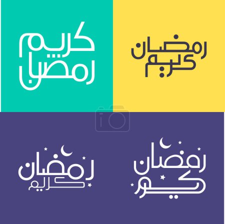 Illustration for Set of Simple Arabic Calligraphy for Ramadan Mubarak and Ramadan Kareem Wishes. - Royalty Free Image