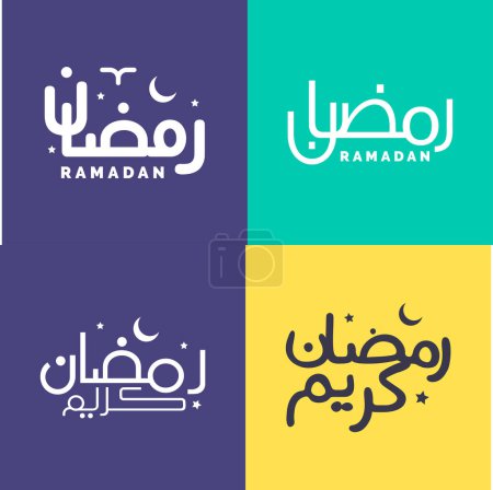 Ilustración de Paquete de caligrafía árabe moderno y simple para festividades y celebraciones musulmanas. - Imagen libre de derechos