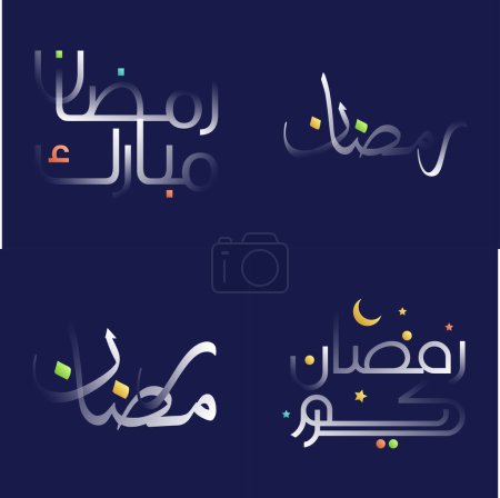 Ilustración de Colorida Caligrafía de Ramadán Kareem en Blanco Efecto Brillante para Banners y Cartas Festivas Islámicas - Imagen libre de derechos